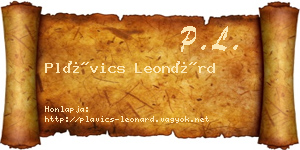 Plávics Leonárd névjegykártya
